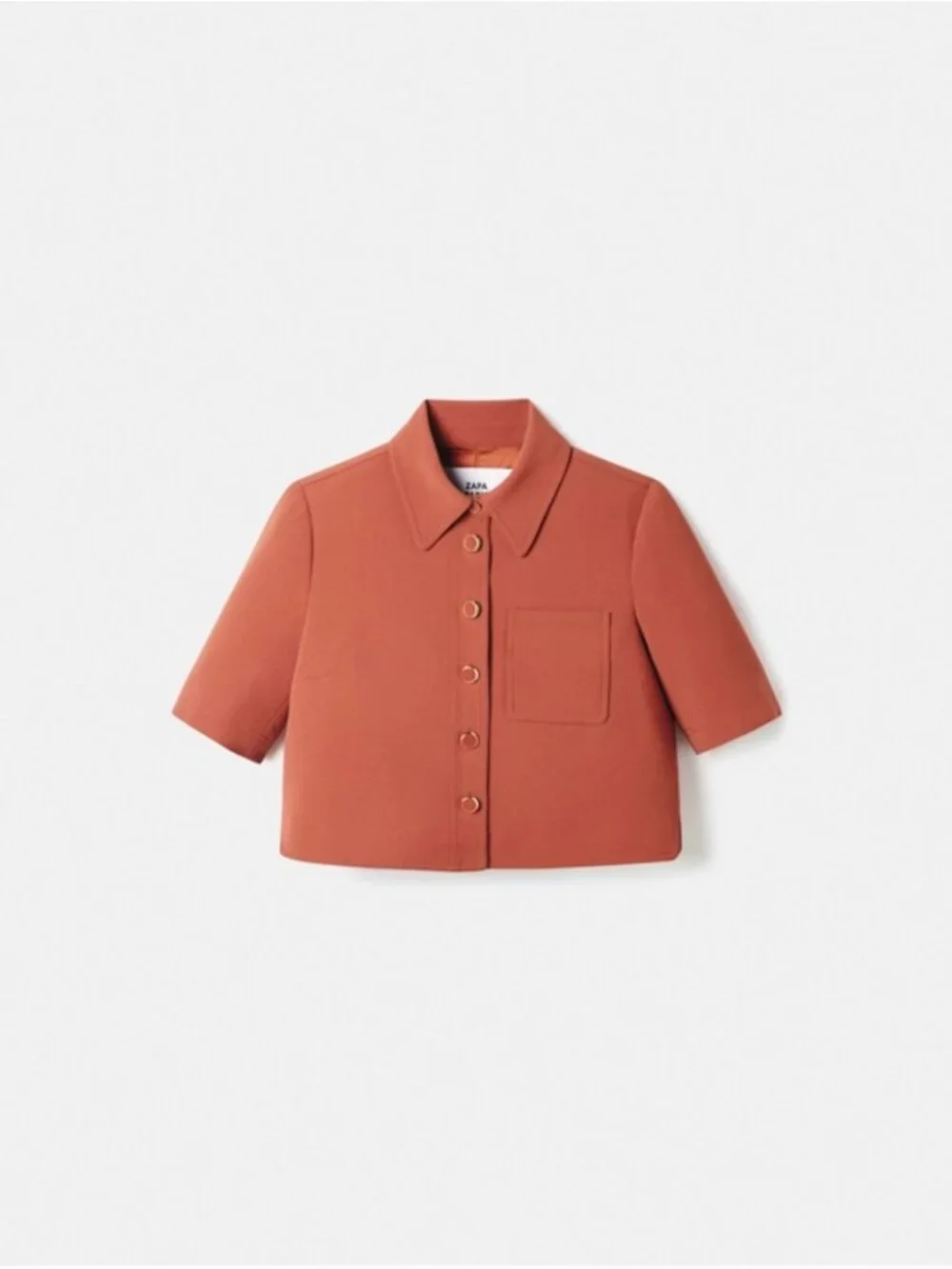 NWOT ZAPA Celina Short Sleeve Bolero Jacket Shirt in Dark Orange Brique